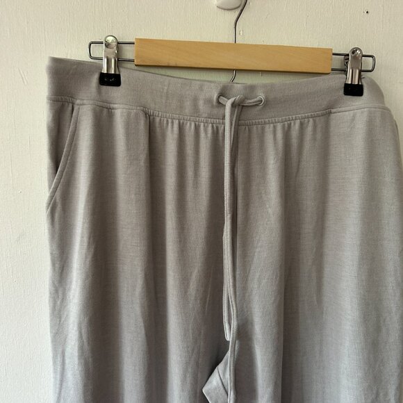 Cuddleduds Pull On Capris Womens Large Gray Ribbed Pockets Tie Waist Cozy - Picture 2 of 6